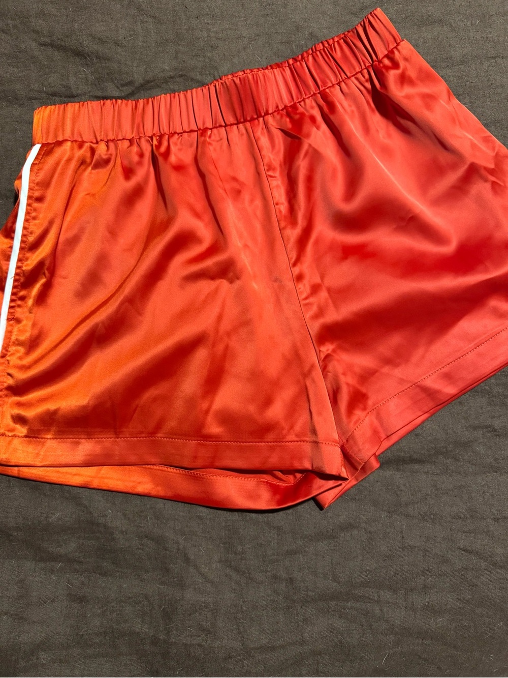 Women's Red Satin Athletic Shorts with Elastic Waist